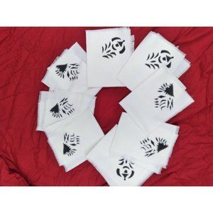 Unique Tribal? ink print rough edged dining napkins 14.5" by 10" set of 8